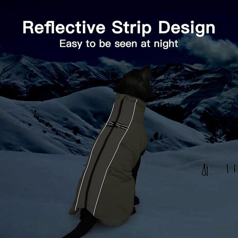 Dog Coat for Large Dogs, Dog Winter Jacket-X Large Warm Zip Up Snowsuit Dog Harness Vest Reflective Water-Resistant Dog Coat Dog Snow Jacket for Large Dogs Beagle, Corgi, Black in Kuwait