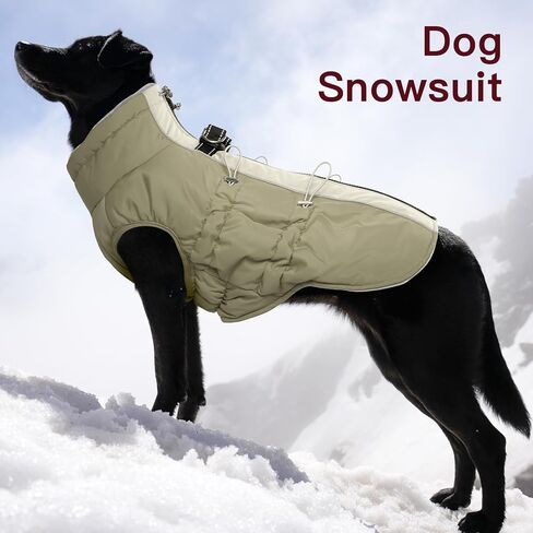Dog Coat for Large Dogs, Dog Winter Jacket-X Large Warm Zip Up Snowsuit Dog Harness Vest Reflective Water-Resistant Dog Coat Dog Snow Jacket for Large Dogs Beagle, Corgi, Black in Kuwait