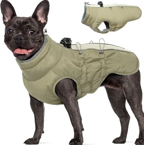 Dog Coat for Large Dogs, Dog Winter Jacket-X Large Warm Zip Up Snowsuit Dog Harness Vest Reflective Water-Resistant Dog Coat Dog Snow Jacket for Large Dogs Beagle, Corgi, Black in Kuwait