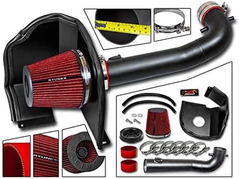 RTUNES RACING BLACK PIPE HEAT SHIELD COLD AIR INTAKE + FILTER Compatible For 14-20 Chevy Chevrolet/GMC/Cadillac V8 5.3L/6.2L in Kuwait