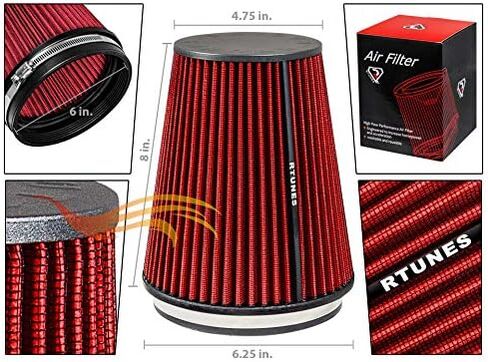 RTUNES RACING BLACK PIPE HEAT SHIELD COLD AIR INTAKE + FILTER Compatible For 14-20 Chevy Chevrolet/GMC/Cadillac V8 5.3L/6.2L in Kuwait