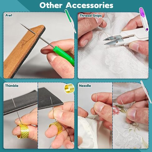 Lechchy 36 Pcs Sewing Tool, 2 Big+ 2 Small Seam Rippers, 20 Needle Threaders, 1 Small Sewing Scissors, 1 Thread Snips, 2 Drawstring Threaders, 1 Soft Tape Measure, 1 Awl Tool, 1 Thimble, and 5 Needles in Kuwait