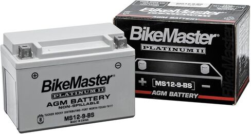 BikeMaster MS12-4L-BS BM AGM Platinum II Motorcycle Battery - 114L X 69W X 86H mm in Saudi Arabia