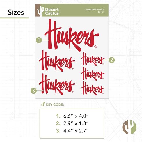 Desert Cactus University of Nebraska Stickers GBR NU Huskers Vinyl Decals Laptop Water Bottle Car Scrapbook T3 (Type 3-1) in Saudi Arabia