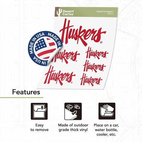 Desert Cactus University of Nebraska Stickers GBR NU Huskers Vinyl Decals Laptop Water Bottle Car Scrapbook T3 (Type 3-1) in Saudi Arabia