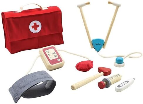 PlanToys Wooden Dentist Role Play Set (3493) | Sustainably Made from Rubberwood and Non-Toxic Paints and Dyes in Kuwait