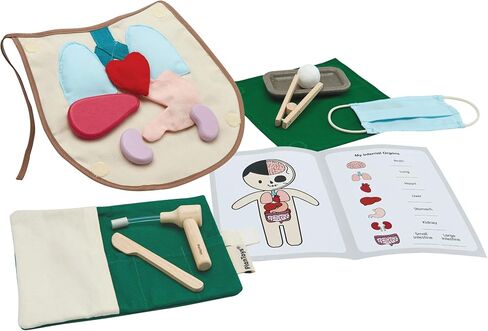 PlanToys Wooden Dentist Role Play Set (3493) | Sustainably Made from Rubberwood and Non-Toxic Paints and Dyes in Kuwait