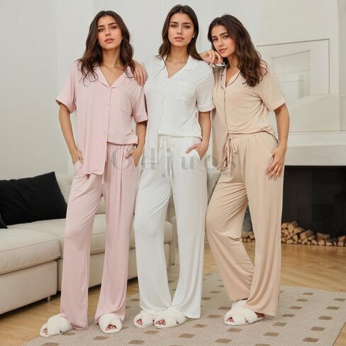 Pajamas for Women Set Jersey 2 Piece Bridesmaid Sleepwear Bridal Gift Bride PJs Loungewear in Saudi Arabia