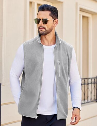 COOFANDY Men's Lightweight Fleece Vest Sleeveless Zip Up Warm Jacket Casual Outerwear Vests With Pockets in Saudi Arabia