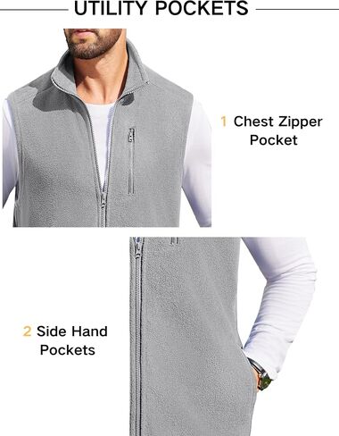 COOFANDY Men's Lightweight Fleece Vest Sleeveless Zip Up Warm Jacket Casual Outerwear Vests With Pockets in Saudi Arabia