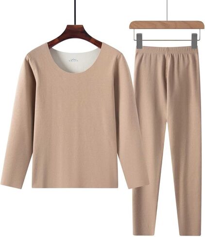 Sherpa Lined Fuzzy Pajamas for Women Long Sleeve Round Neck Pullover Matching Pants Fall Winter Outfits Pjs in Saudi Arabia