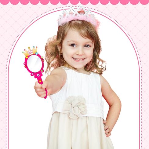 24 Pack Wooden Mirror Craft for Girls DIY Decorate You Own Princess Wooden Hand Small Mirrors for Crafts Paint Princess Party Decorations Birthday Supplies Favors in Kuwait