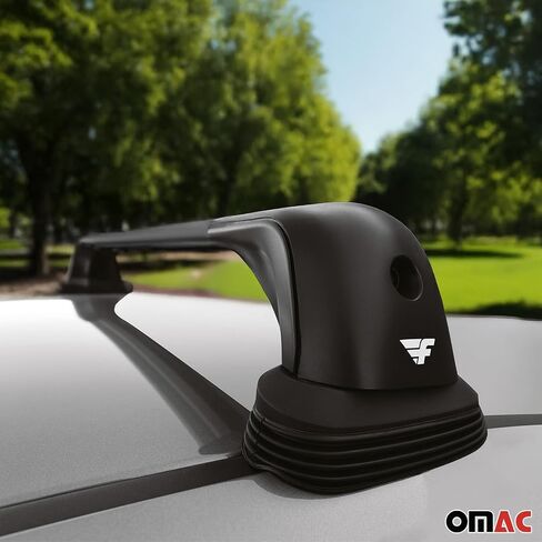 قضبان متقاطعة لرف السقف من OMAC لسيارة BMW 2 Series F22 كوبيه 2014-2021 شديدة التحمل قابلة للقفل بوزن 220 رطل من الألومنيوم الأسود قطعتان تناسب حاملات البضائع كاياك كانو دراجة على الجليد in Saudi Arabia