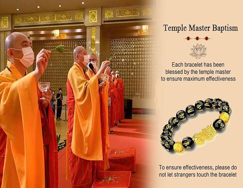 Feng Shui Bracelet Good Luck 24k Gold Plated, Obsidian Wealth Bracelet Dragon Protection, Mantra Prayer Beads Bracelets Can Bring, Wealth and Health for Men Women in Saudi Arabia