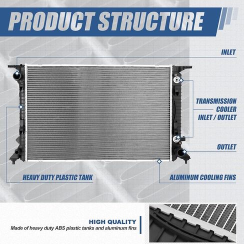 Auto Dynasty Radiator Compatible with 08-10 A5 A6 A7 Quattro S4 S5 Q5 SQ5 3.0L 3.2L 3.6L Gas Powered AT, DPI 13278 Factory Style 2-Row Cooling Radiator, Aluminum Core in Saudi Arabia