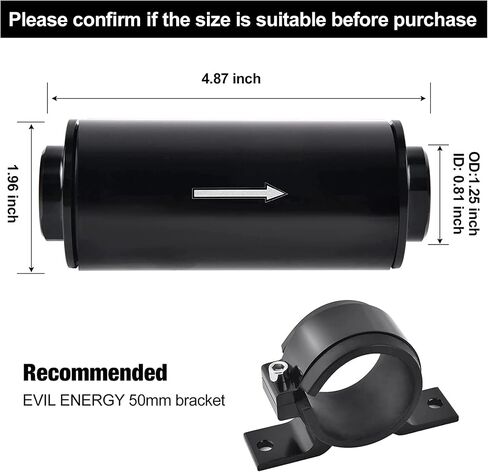 EVIL ENERGY Inline Fuel Filter 100 Micron with 6AN 8AN 10AN Adapter Universal 50MM in Saudi Arabia