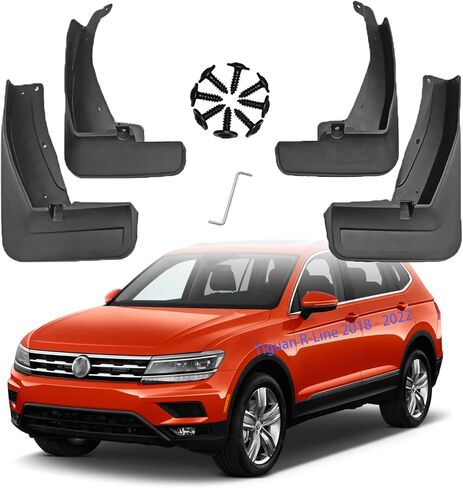 اللوحات الطينية لـ VW Tiguan R-Line 2018 2019 2020 2021 2022 ملحقات الطين سبلاش الحرس الأمامي والخلفي 4-PC Set in Kuwait