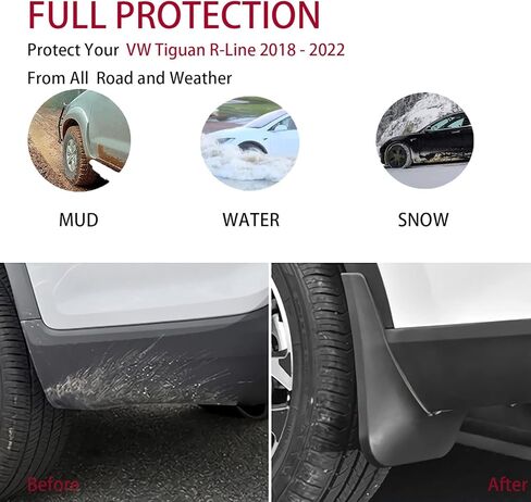 اللوحات الطينية لـ VW Tiguan R-Line 2018 2019 2020 2021 2022 ملحقات الطين سبلاش الحرس الأمامي والخلفي 4-PC Set in Kuwait