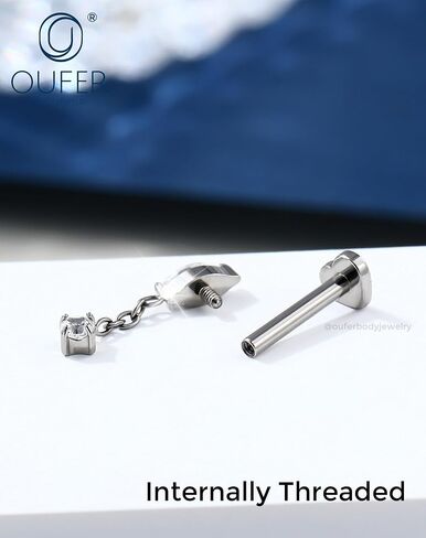 G23 Titanium Helix Piercing Jewelry 16G Dangle CZ Cartilage Earring Studs Internally Thread Labret Jewelry Flat Back Surgical Steel Helix Tragus Conch Earring for Women in Kuwait