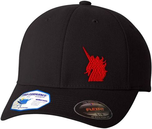 Flexfit Left Side Panel Red Unicorn Embroidery Hats for Men & Women Polyester in Saudi Arabia
