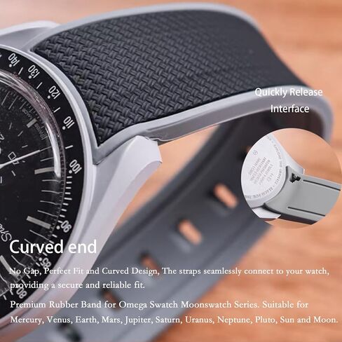 Bands for Moonswatch Watch Quick Release Silicone Rubber Curved End No Gap Watch Band for Omega X Swatch Moonswatch Speedmaster Watch 20mm Straps Bracelet Replacement Strap for Men Women in Saudi Arabia