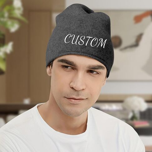 Custom Beanie for Men - Bulk Personalized Beanies Unisex Add Your Text Photo Custom Winter Hat Custom Logo Beanies in Saudi Arabia