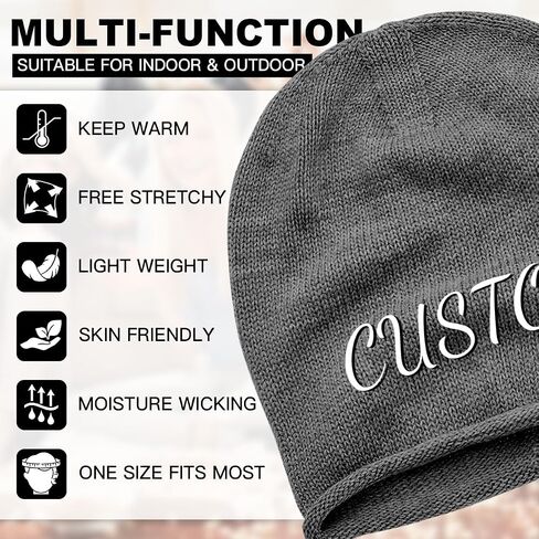 Custom Beanie for Men - Bulk Personalized Beanies Unisex Add Your Text Photo Custom Winter Hat Custom Logo Beanies in Saudi Arabia