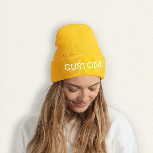 Custom Beanie for Men - Bulk Personalized Beanies Unisex Add Your Text Photo Custom Winter Hat Custom Logo Beanies in Saudi Arabia