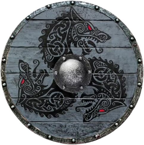 Troy Artefacts® Handmade Viking Fenrir Wolf Shield | Nordic Warrior Wooden Shield | LARP, Cosplay, Wall Art in Saudi Arabia