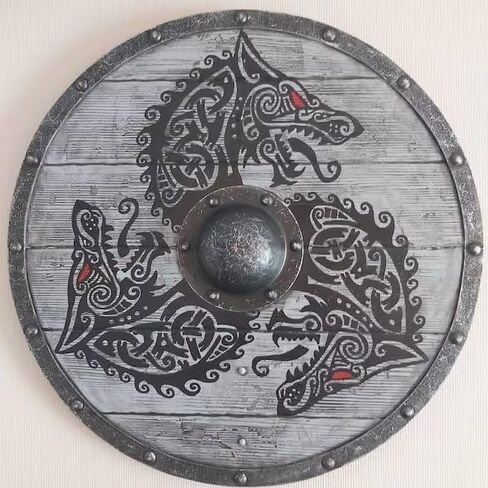 Troy Artefacts® Handmade Viking Fenrir Wolf Shield | Nordic Warrior Wooden Shield | LARP, Cosplay, Wall Art in Saudi Arabia