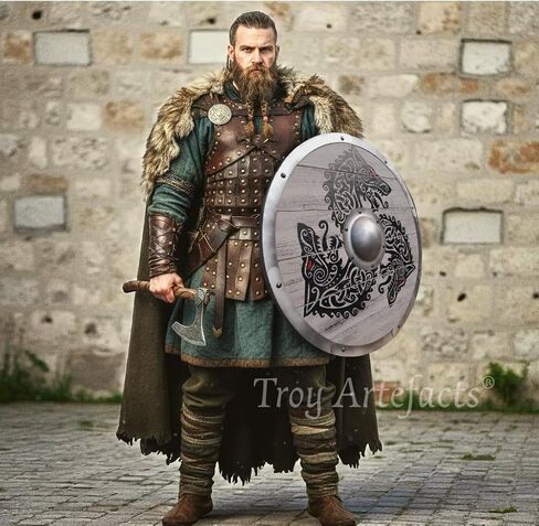 Troy Artefacts® Handmade Viking Fenrir Wolf Shield | Nordic Warrior Wooden Shield | LARP, Cosplay, Wall Art in Saudi Arabia