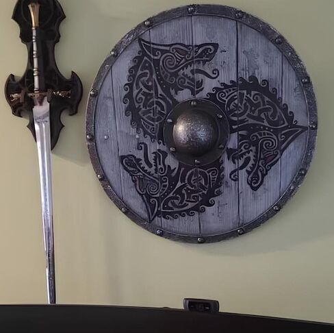 Troy Artefacts® Handmade Viking Fenrir Wolf Shield | Nordic Warrior Wooden Shield | LARP, Cosplay, Wall Art in Saudi Arabia