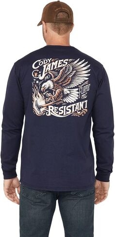 Cody James Men's Fr Eagle Long Sleeve Graphic Work T-Shirt Navy in Saudi Arabia