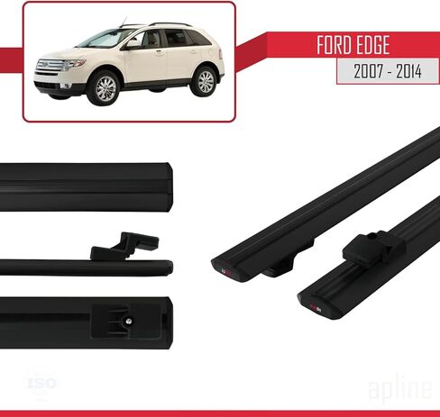 متوافق مع Ford Edge 2007-2014 الطراز الأساسي لسقف السيارة بقضيب متقاطع من الألومنيوم الأسود 2 بار in Kuwait