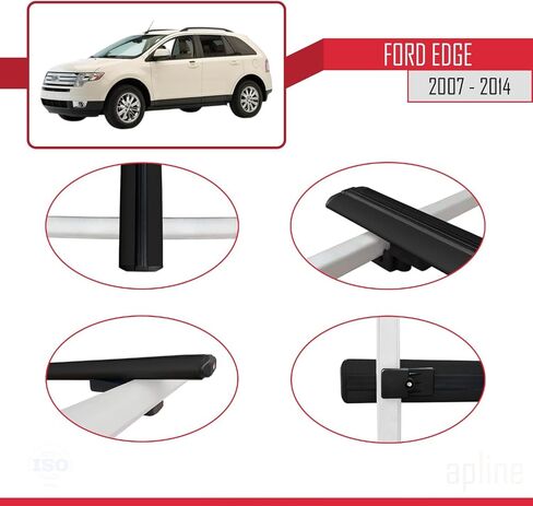 متوافق مع Ford Edge 2007-2014 الطراز الأساسي لسقف السيارة بقضيب متقاطع من الألومنيوم الأسود 2 بار in Kuwait