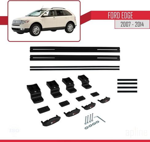 متوافق مع Ford Edge 2007-2014 الطراز الأساسي لسقف السيارة بقضيب متقاطع من الألومنيوم الأسود 2 بار in Kuwait
