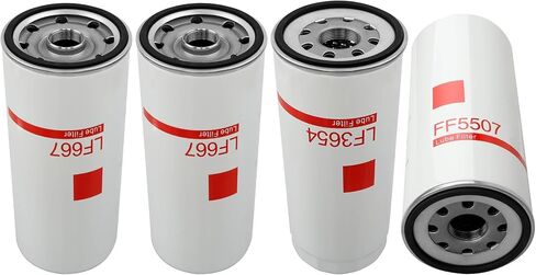طقم فلتر الزيت/الوقود D13 متوافق مع طقم تغيير الزيت فولفو D12 - 2x LF667، LF3654، FF5507 يستبدل 20972293، 21707133، 21707132؛ LFP3191، LFP8642، LFF8059 in Saudi Arabia