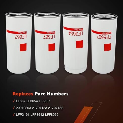 طقم فلتر الزيت/الوقود D13 متوافق مع طقم تغيير الزيت فولفو D12 - 2x LF667، LF3654، FF5507 يستبدل 20972293، 21707133، 21707132؛ LFP3191، LFP8642، LFF8059 in Saudi Arabia