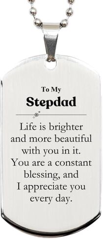Thoughtful Birthday Unique Gifts for Stepdad, Unique Appreciation Gifts, Silver Dog Tag Necklace for Men in Saudi Arabia
