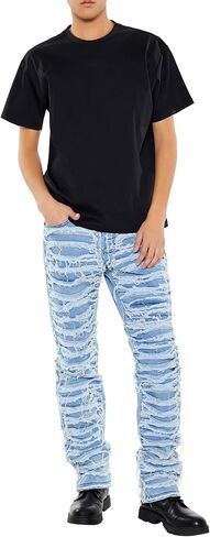 Forever 21 Men's Destroyed Slim-fit Mid-Rise Jeans in Saudi Arabia