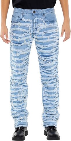 Forever 21 Men's Destroyed Slim-fit Mid-Rise Jeans in Saudi Arabia