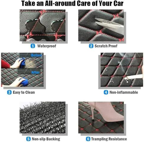 Custom Making Trunk Mats Cargo Mats Fit for 99.9% Sedan SUV All Weather Protection Leather Liners Trunk Mat Cargo Liners (Black Blue) in Saudi Arabia