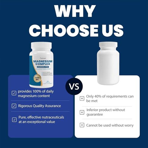 Magnesium Complex Supplement, Provided by 1000mg of Eight Different Forms of Magnesium，Easy Absorption for Bones, Muscle, Recovery, Energy, Vegan Non-GMO120 Capsules (1pcs) in Saudi Arabia