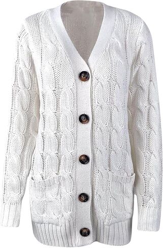 Cardigan for Women Casual Fall Button Down Open Front Cable Knit Cardigans Sweaters Long Sleeve Winter Outerwear in Saudi Arabia
