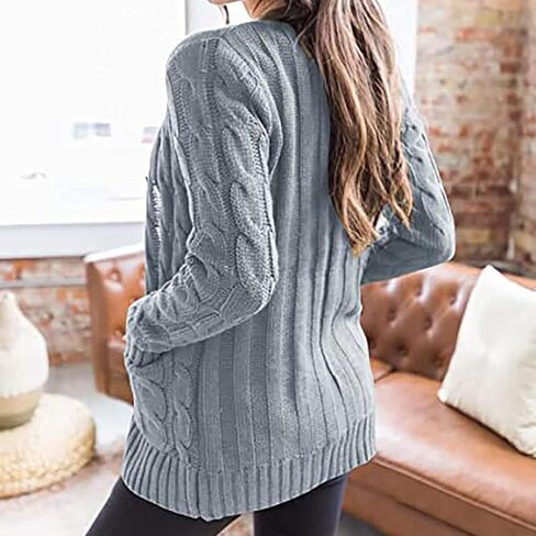Cardigan for Women Casual Fall Button Down Open Front Cable Knit Cardigans Sweaters Long Sleeve Winter Outerwear in Saudi Arabia