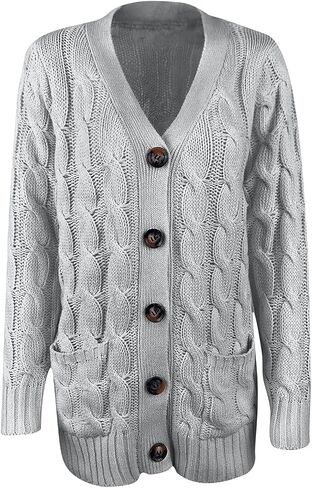 Cardigan for Women Casual Fall Button Down Open Front Cable Knit Cardigans Sweaters Long Sleeve Winter Outerwear in Saudi Arabia