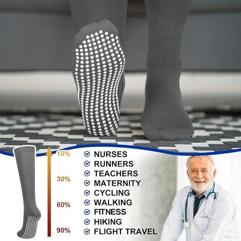 4 Pairs Non Slip Compression Socks 20-30 Mmhg Compression Socks with Grips Support for Women Men Pregnant Elderly in Saudi Arabia