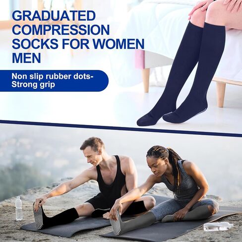 4 Pairs Non Slip Compression Socks 20-30 Mmhg Compression Socks with Grips Support for Women Men Pregnant Elderly in Saudi Arabia