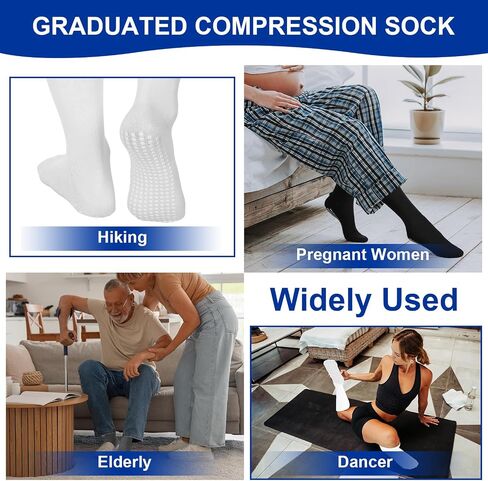 4 Pairs Non Slip Compression Socks 20-30 Mmhg Compression Socks with Grips Support for Women Men Pregnant Elderly in Saudi Arabia