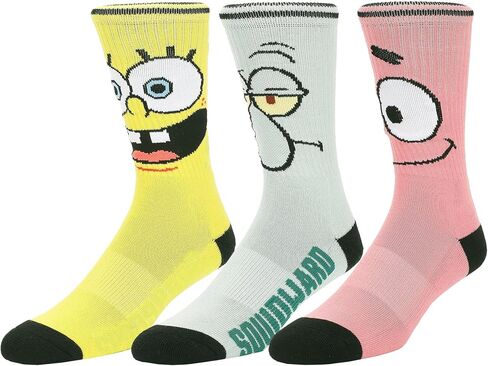 جوارب Bioworld Spongebob Squarepants ذات الوجه الكبير Spongebob وPatrick وSquidward للرجال مكونة من 3 قطع in Saudi Arabia